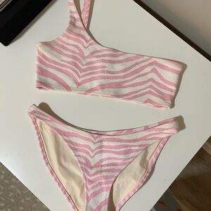 Triangl one shoulder pink zebra bikini